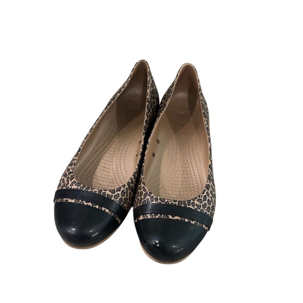 Crocs Giana Alice Women's Ballet Shoes Size 9 Leopard Cap Toe  Flat Slip On